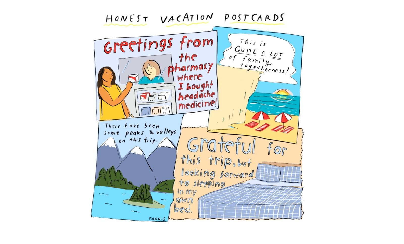 Honest Vacation Postcards